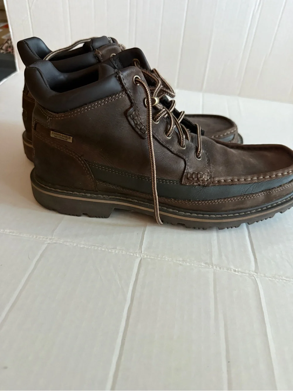 Rockport Brown Leather Moc Toe Lace-Up Boots
